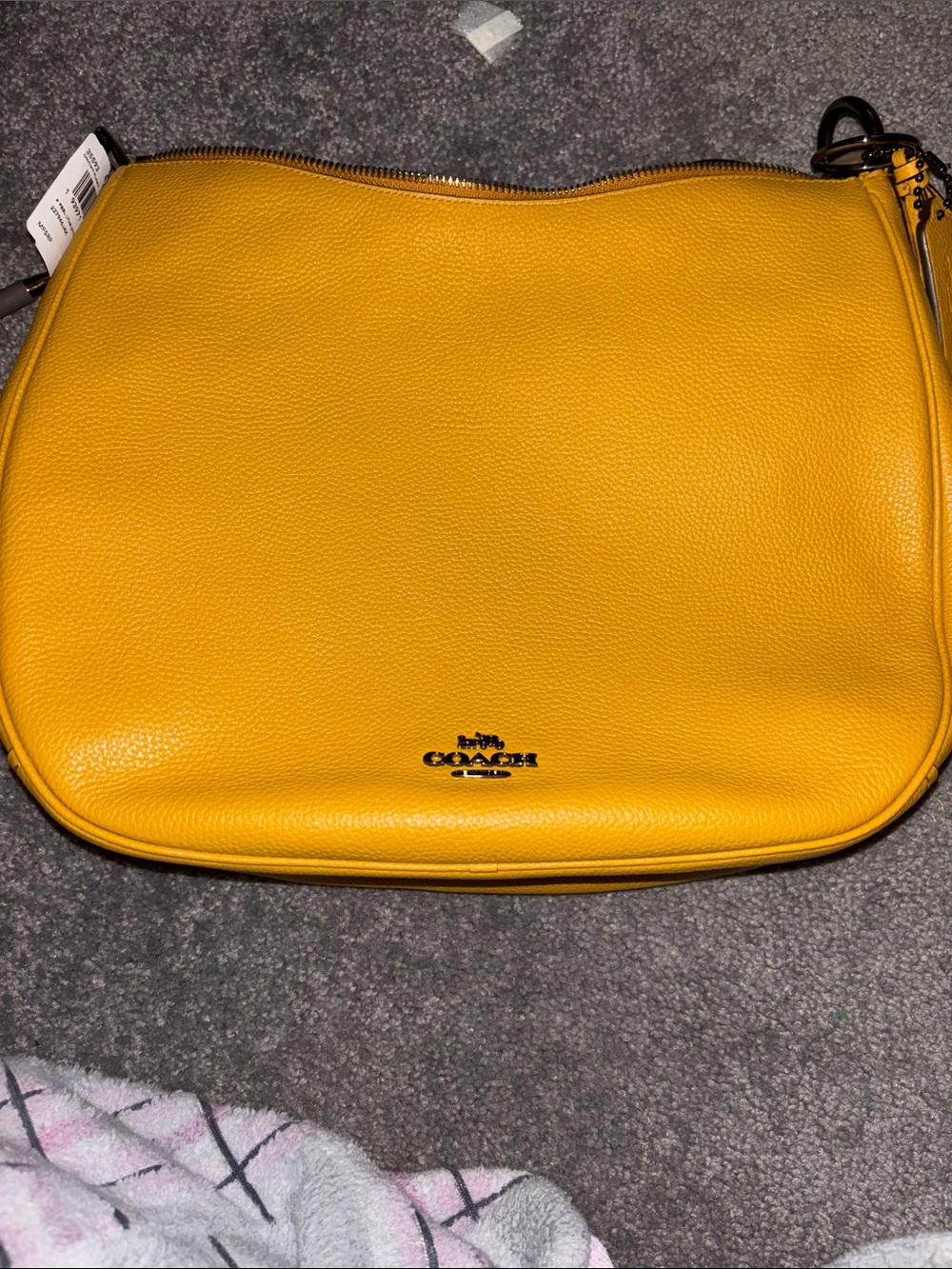 Coach Mustard Pebbled Leather Shoulder Bag